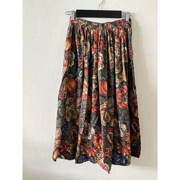 Vintage 80s Avon Fashions Floral Print Skirt High Waisted Pleated Skirt 27 Waist - Picture 1 of 8
